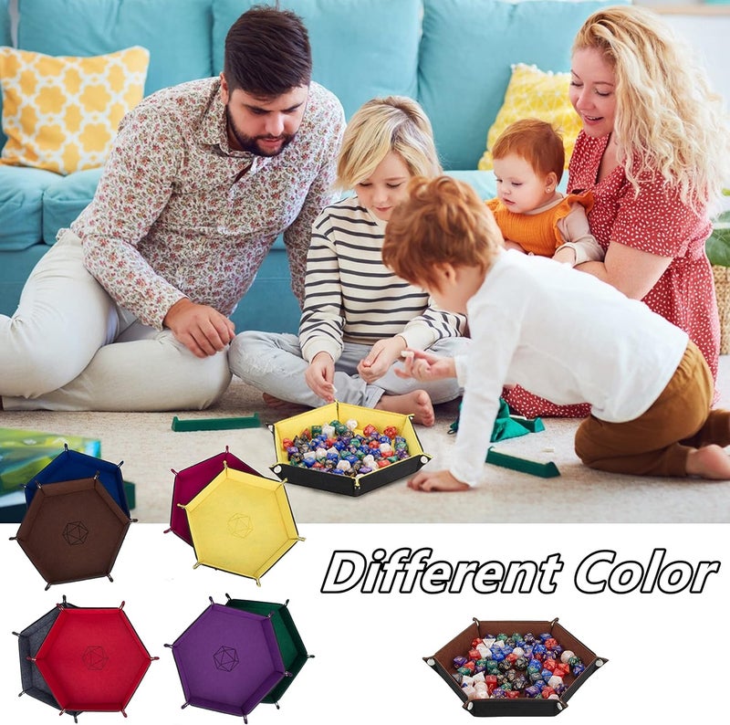 KISLANE Dice Tray 8 Pieces Folding Hexagon Dice Storage, Felt Dice Tray Holder for DND, RPG, MTG and Other Board Games (Hexagon) - Image 5